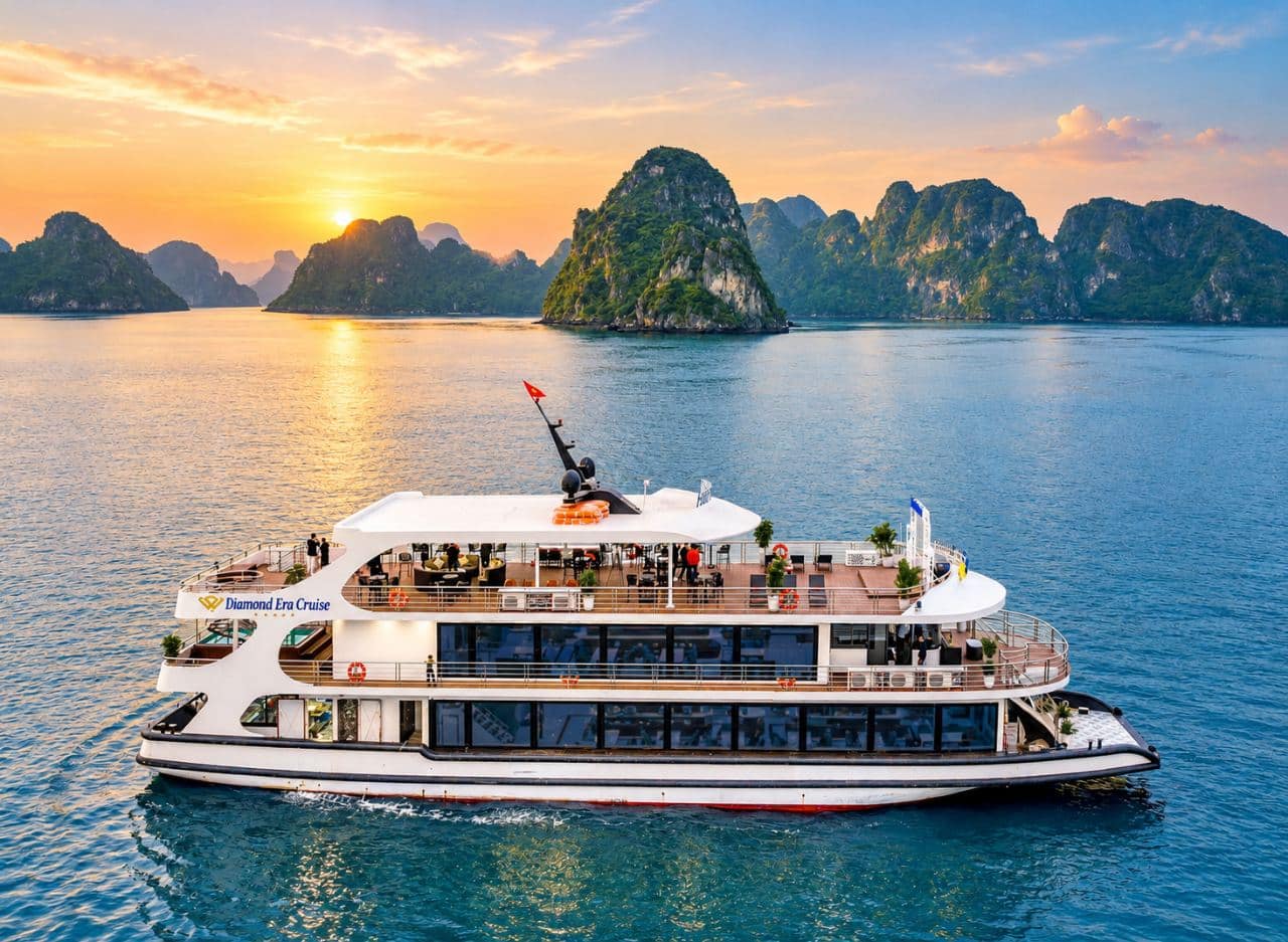 Из Ханоя: Diamond Era Cruise — Халонг на лимузин-автобусе, пещеры, остров Титоп и джакузи